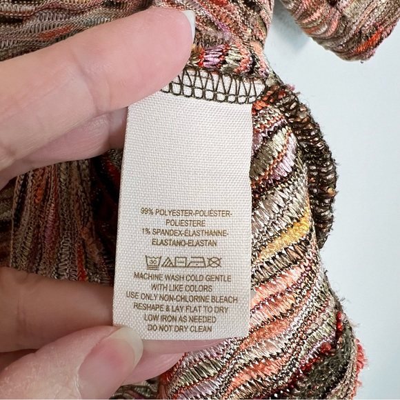 FREE PEOPLE Rainbow Waves Multi Color Knit Boxy Cropped Top size Large - Picture 8 of 11